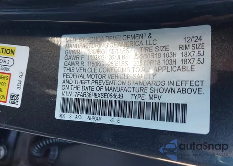 2025 Honda Cr-V Hybrid Sport-L z USA, uszkodzony, nr VIN 7FARS6H8XSE064649